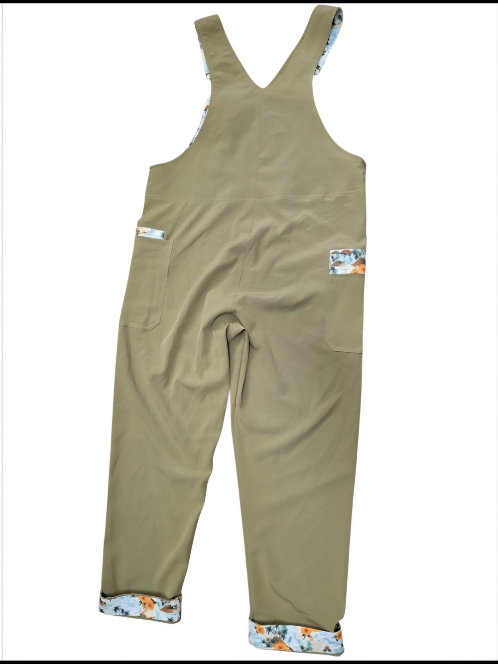 NWOT - Women's Olive Green Hawaiian All Day Overalls Jumpsuit - Picture 9 of 16